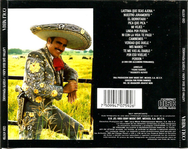 Vicente Fernandez – Lastima Que Seas Ajena - CD