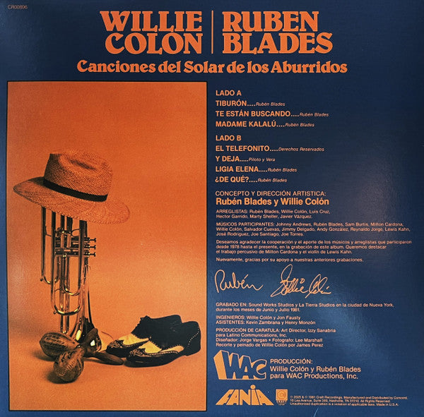 Willie Colón / Ruben Blades – Canciones Del Solar De Los Aburridos - LP