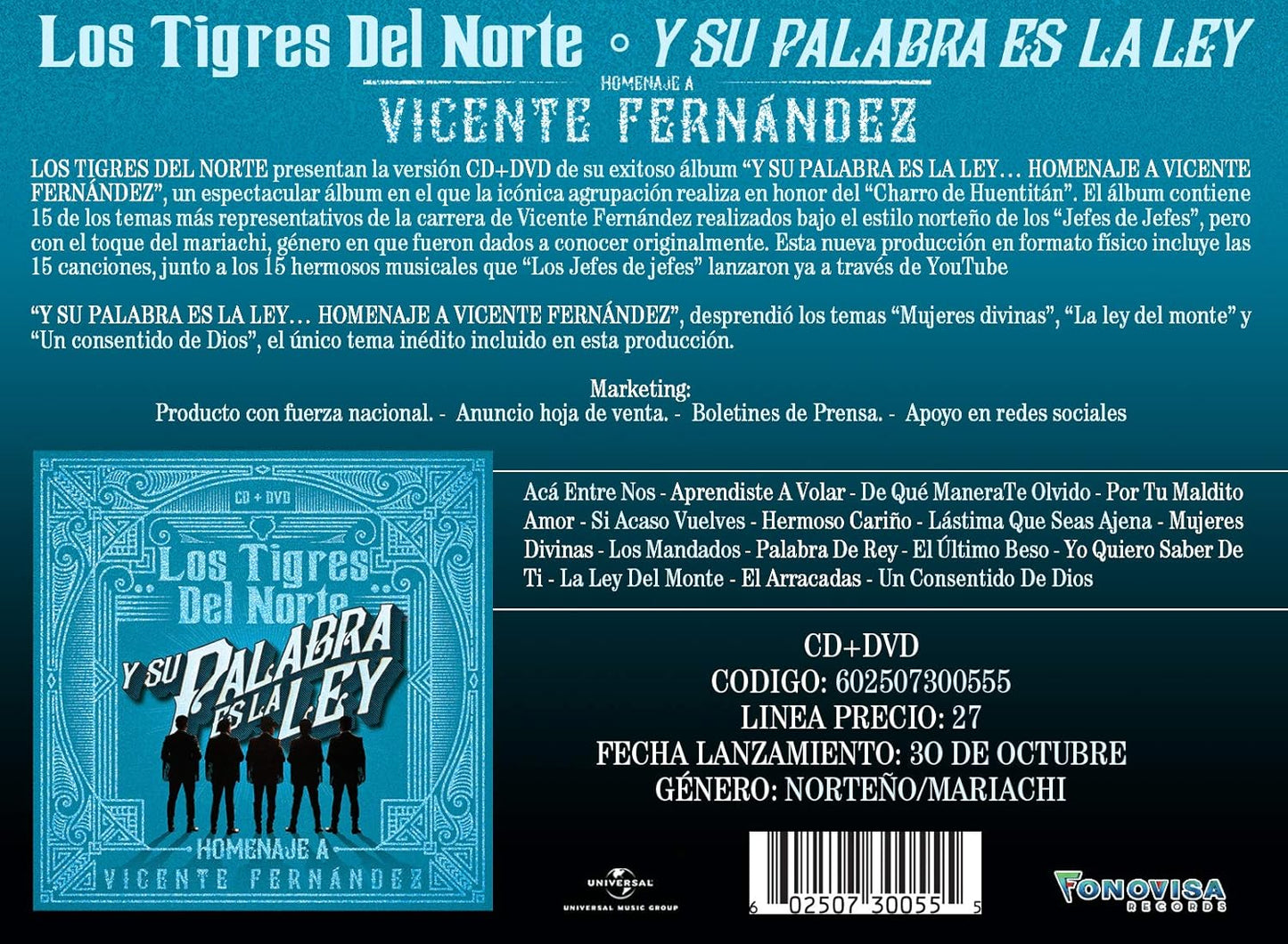 Los Tigres Del Norte – Y Su Palabra Es La Ley: Homenaje A Vicente Fernandez - CD+DVD