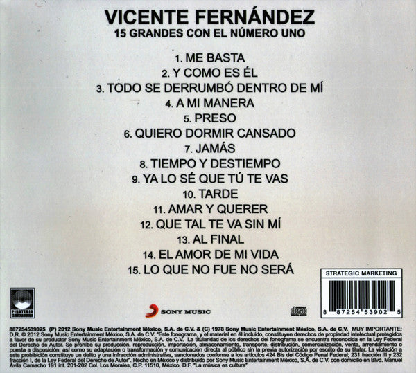 Vicente Fernández – 15 Grandes Con El Número 1 - CD