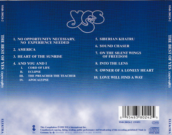 Yes – The Best Of Yes 1970-1987 - CD