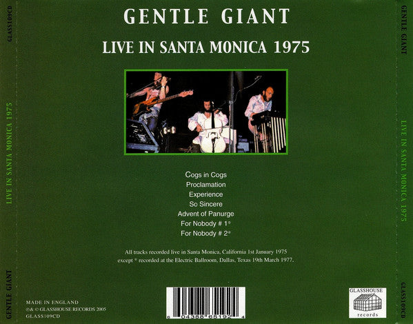 Gentle Giant – Live In Santa Monica 1975 - CD