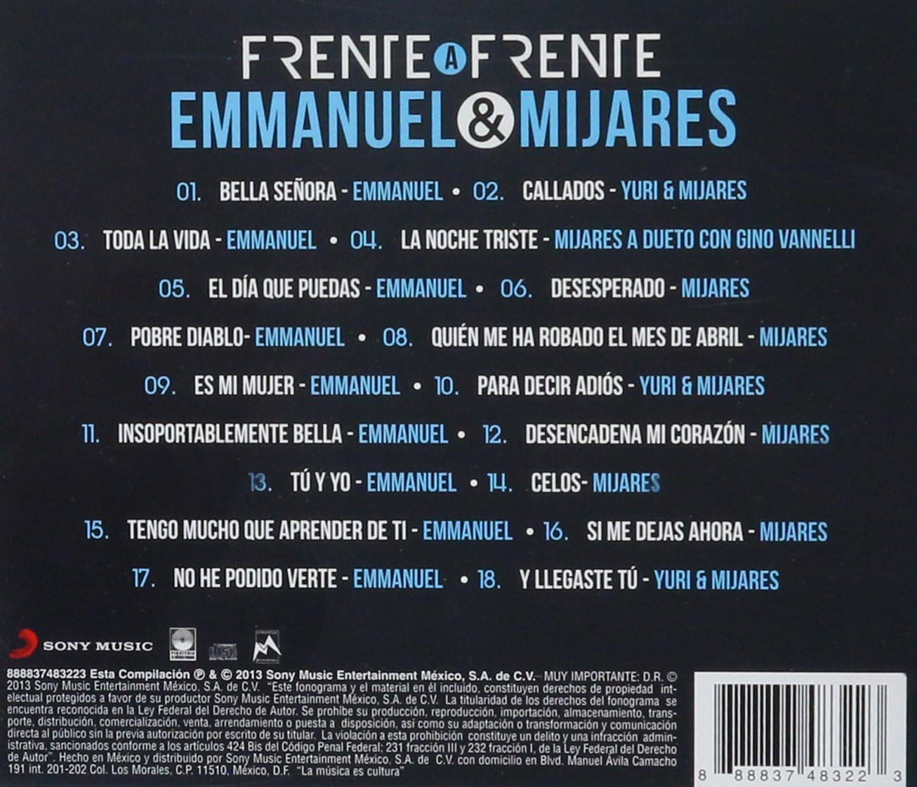 Emmanuel y Mijares - Frente a Frente - CD