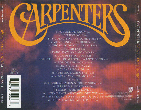 Carpenters – Singles 1969-1981 - CD