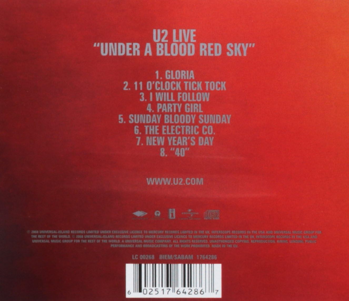 U2 – Live Under A Blood Red Sky CD