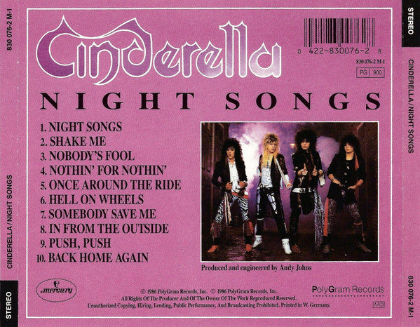 Cinderella – Night Songs - CD
