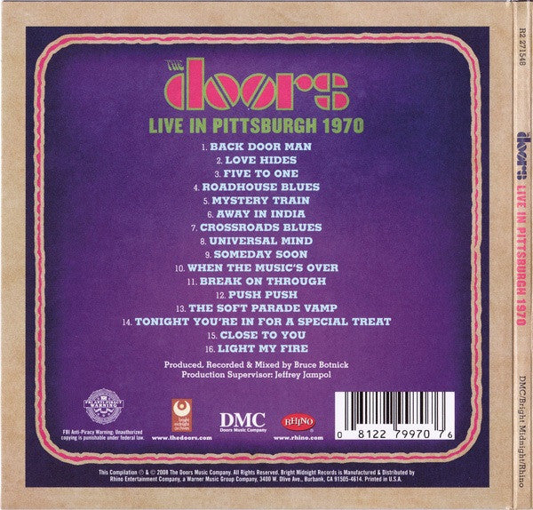 The Doors – Live In Pittsburgh 1970 - CD