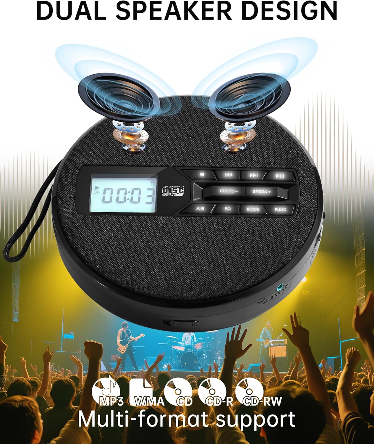 Discman Portátil Con Altavoces Recargable