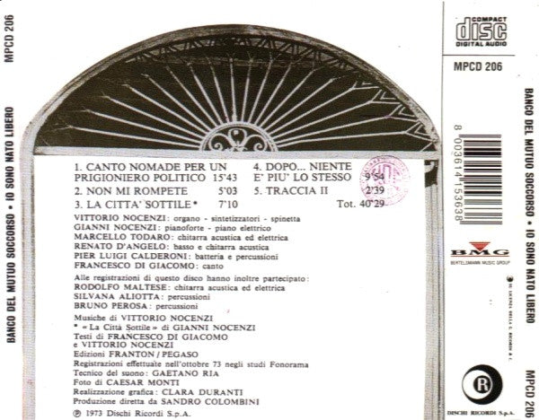 Banco Del Mutuo Soccorso – Io Sono Nato Libero - CD