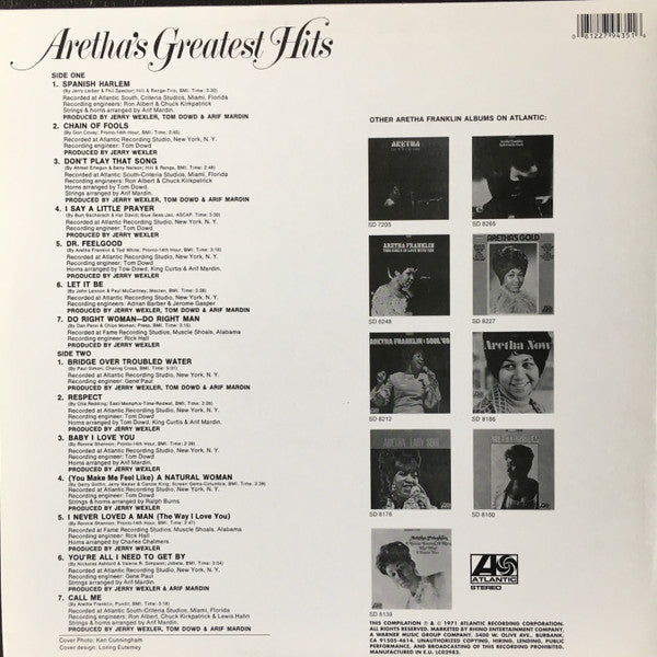 Aretha Franklin – Aretha's Greatest Hits LP