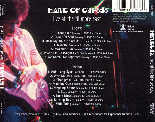 Jimi Hendrix – Live At The Fillmore East CD