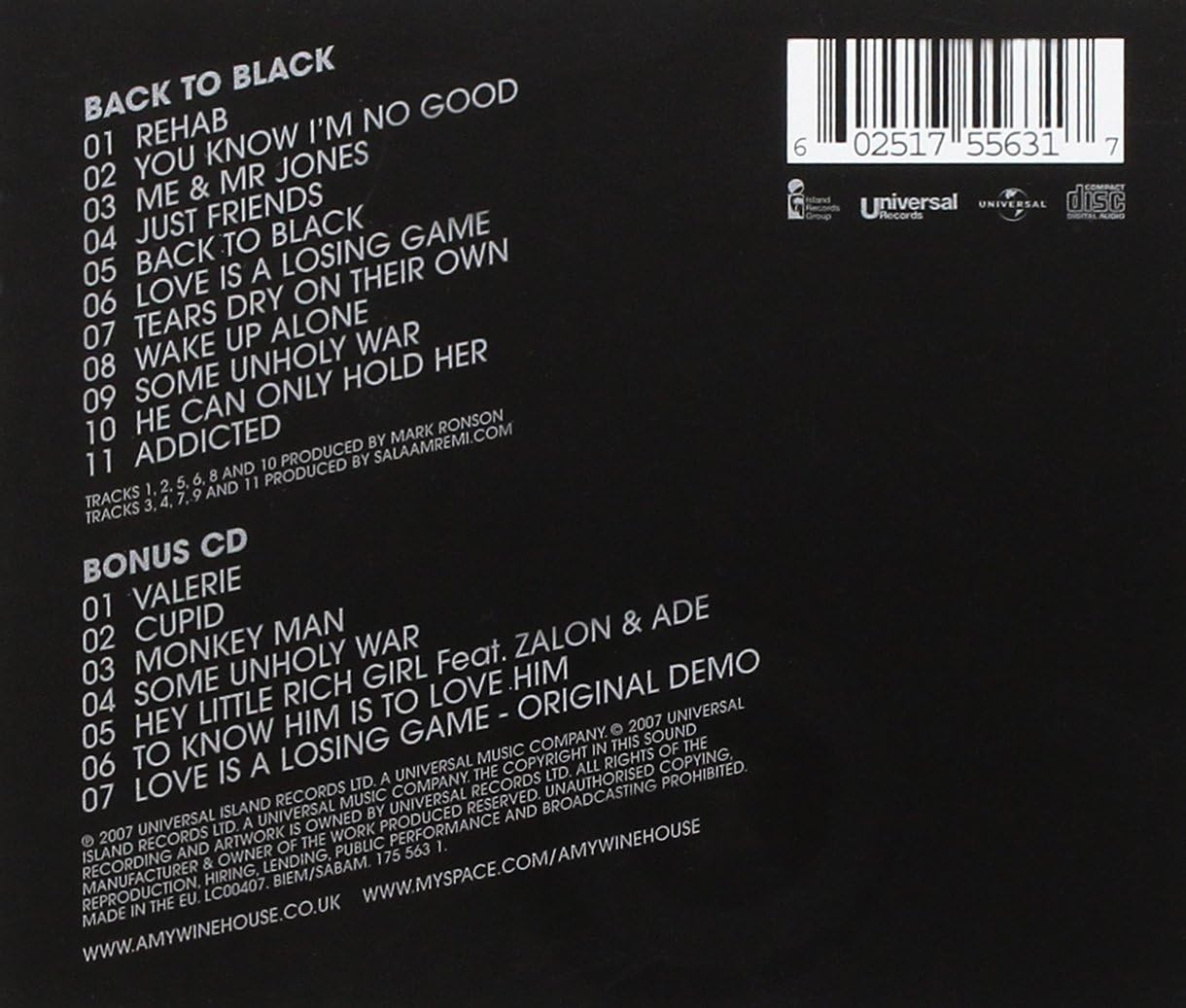 Amy Winehouse – Back To Black CD