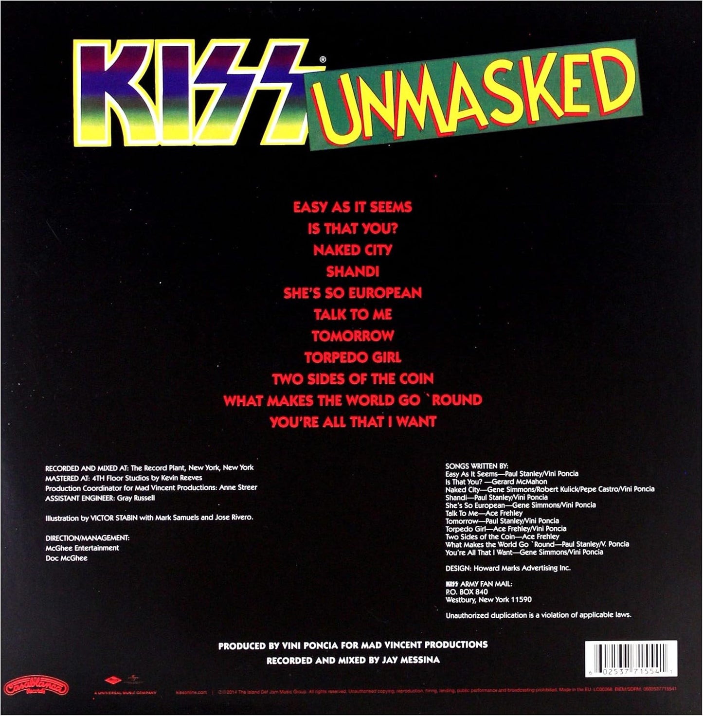 Kiss – Unmasked - LP