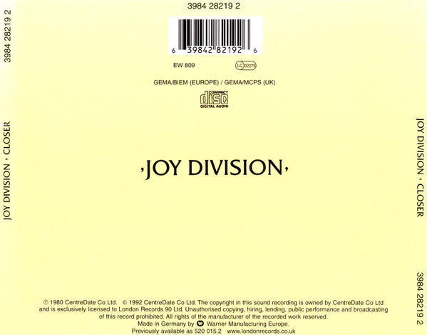 Joy Division – Closer - CD