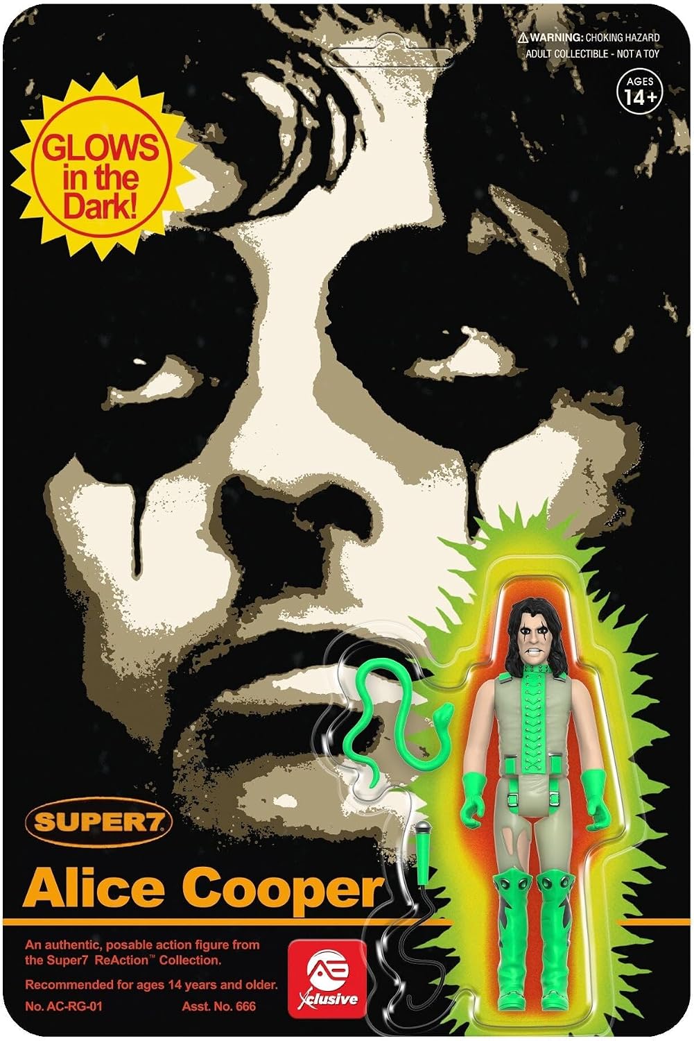 Alice Cooper - Figura de Reacción Super 7 - Brilla en la Oscuridad