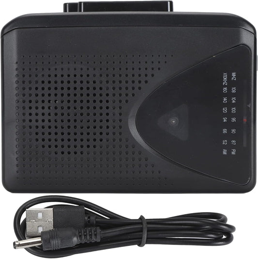 Grabador de Reproductor de Casete Portátil, Convertidor Digital de Casete a MP3 con Conector para Auriculares de 3,5 Mm, Reproductor de Cinta de Casete Walkman Radio Am FM (Black)