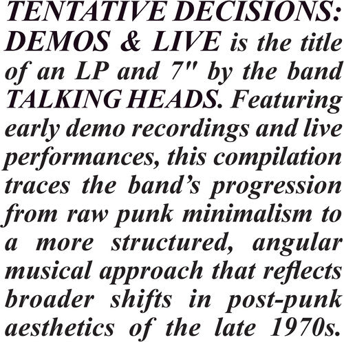 The Talking Heads - Tentative Decisions: Demos & Live - LP - RSD Black Friday 2025