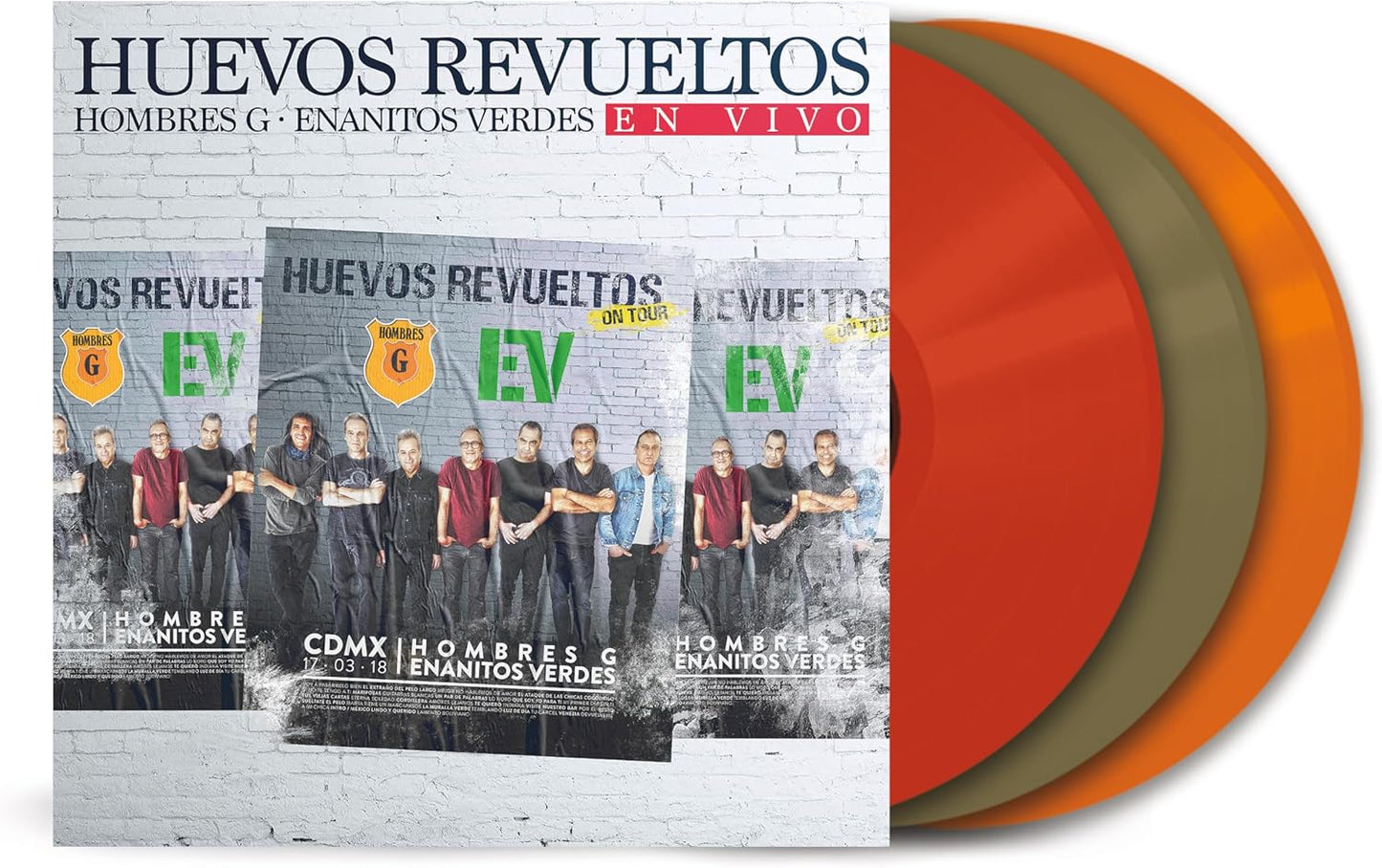 Hombres G, Enanitos Verdes – Huevos Revueltos En Vivo - LP Rojo Gris Naranja