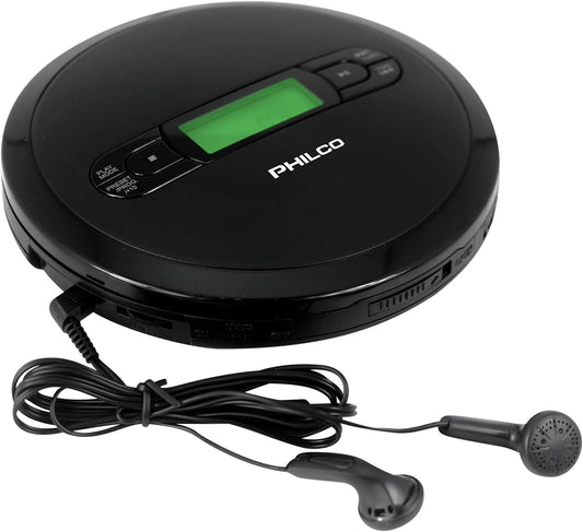 PHILCO Reproductor de CD personal con reproducción de MP3, radio FM y 60 segundos antichoque