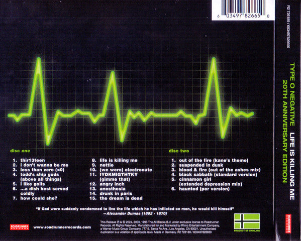 Type O Negative – Life Is Killing Me 20Th Anniversary - CD