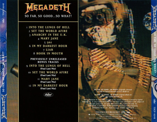 Megadeth = メガデス* – So Far, So Good...So What! = ソー・ファー、ソー・グッド...ソー・ホワット! - CD JAPONES