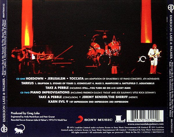 Emerson Lake & Palmer – Welcome Back, My Friends, To The Show That Never Ends CD