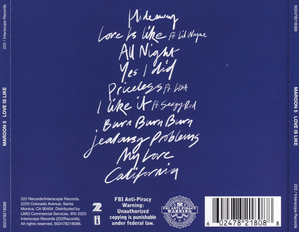 Maroon 5 – Love Is Like - CD