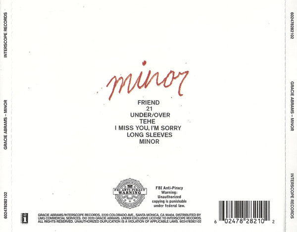Gracie Abrams – Minor - CD