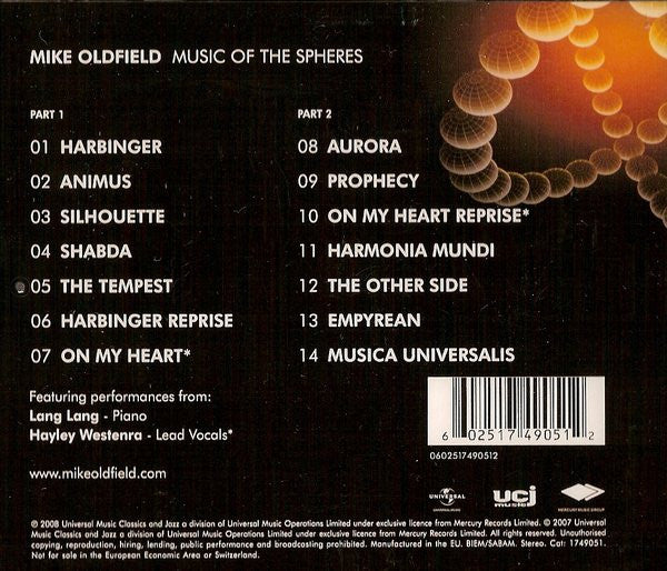 Mike Oldfield – Music Of The Spheres - CD