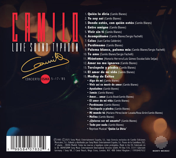 Camilo Sesto – Camilo Love Sound Typhoon (Directo Osaka '85) - CD
