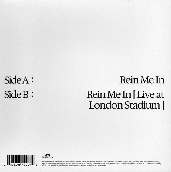 Sam Fender & Olivia Dean – Rein Me In - LP 7 Pulgadas