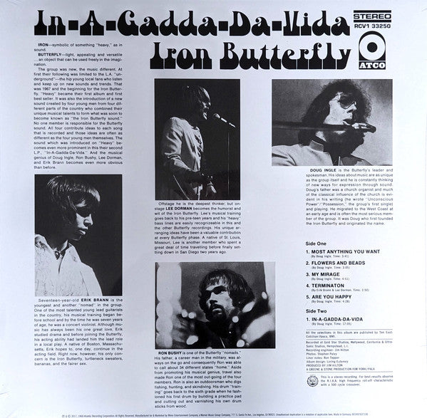 Iron Butterfly – In-A-Gadda-Da-Vida - LP Crystal Clear