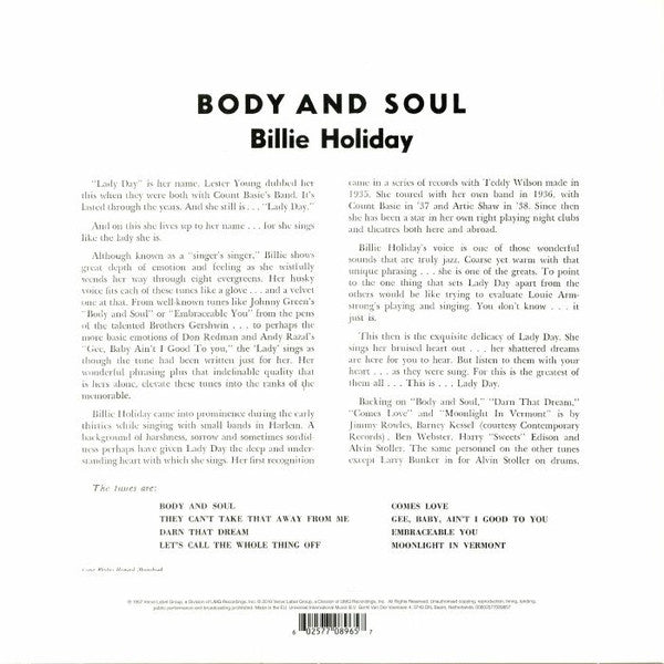Billie Holiday – Body And Soul - LP