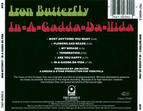 Iron Butterfly – In-A-Gadda-Da-Vida - CD