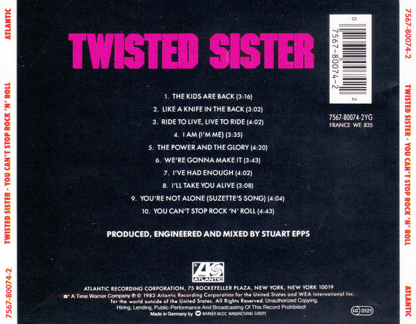 Twisted Sister – You Can't Stop Rock 'N' Roll - CD