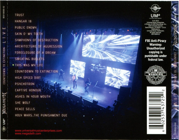 Megadeth – Countdown To Extinction Live - CD