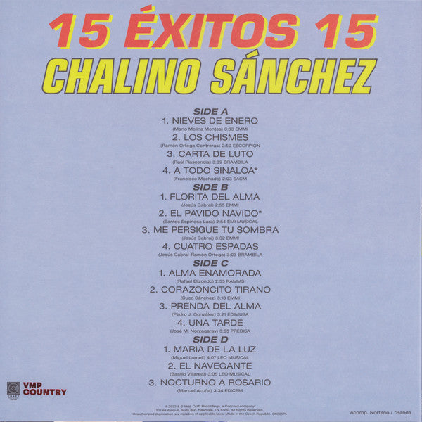 Chalino Sánchez – 15 Éxitos VMP - LP Amarillo/Rojo