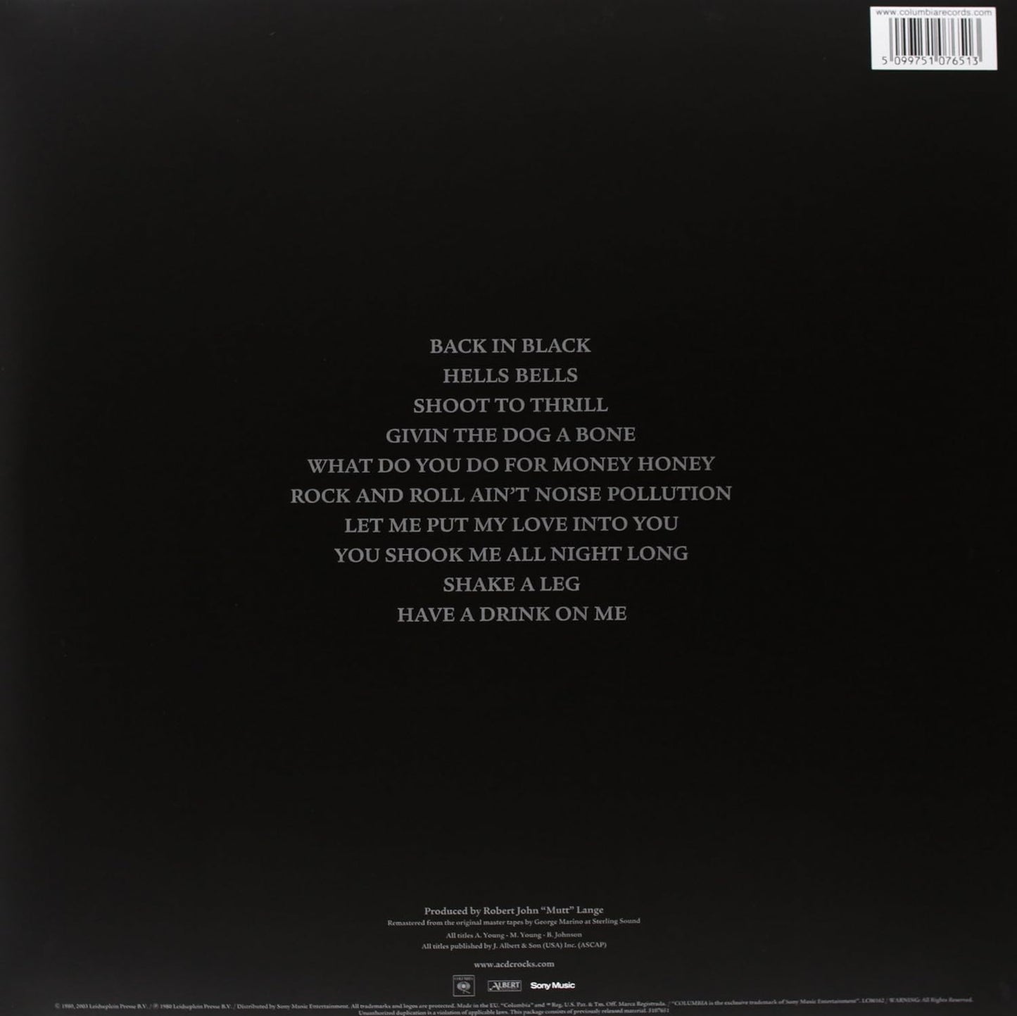 Ac Dc - Back In Black LP