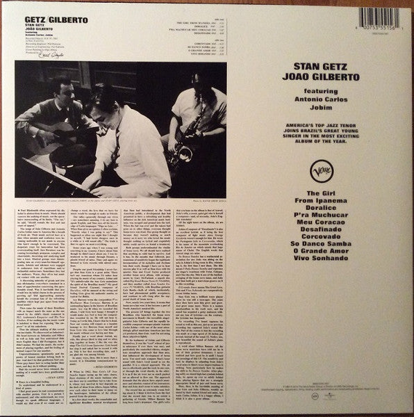 Stan Getz, Joao Gilberto Featuring Antonio Carlos Jobim – Getz Gilberto LP