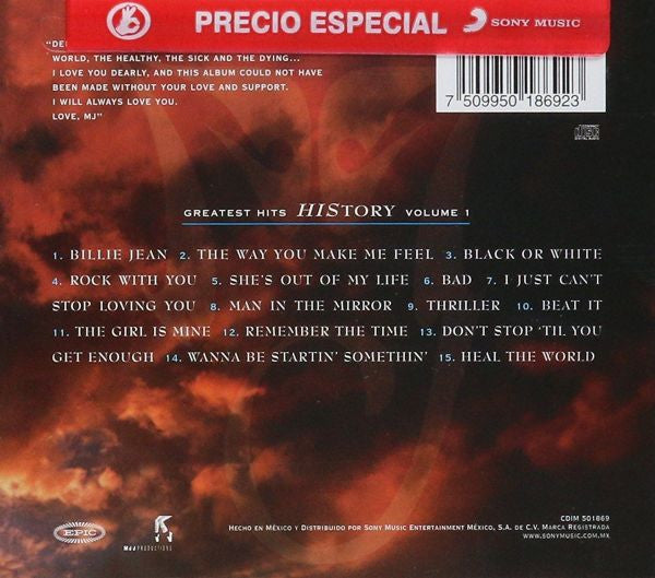 Michael Jackson – Greatest Hits - HIStory Volume I - CD