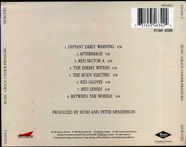 Rush – Grace Under Pressure CD