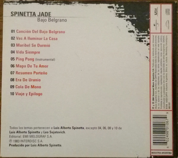 Spinetta Jade – Bajo Belgrano CD