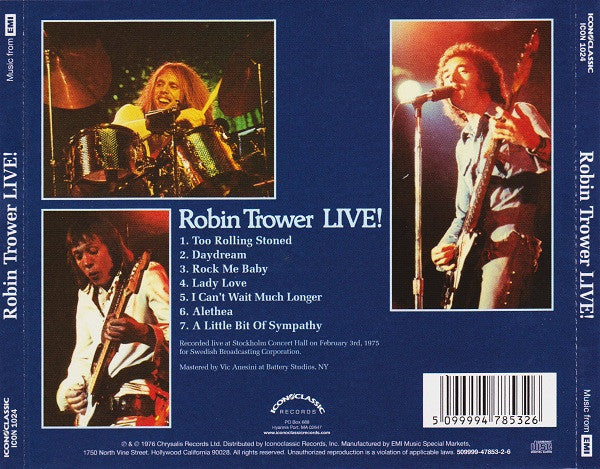 Robin Trower – Robin Trower Live! - CD