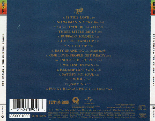 Bob Marley & The Wailers – Legend (The Best Of Bob Marley And The Wailers) - CD