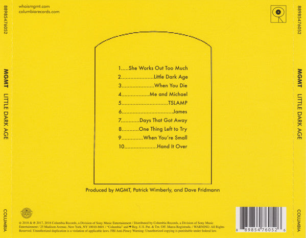 MGMT – Little Dark Age - CD