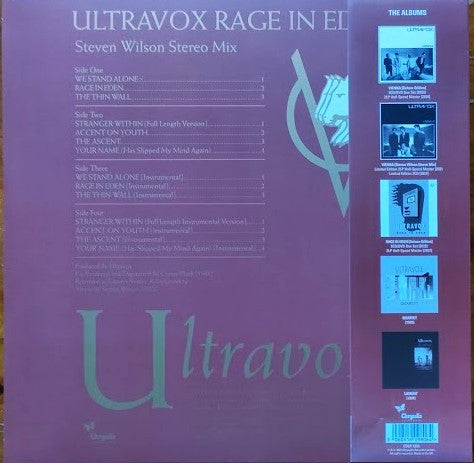 Ultravox – Rage In Eden [Steven Wilson Stereo Mix] RSD 2022 - LP Transparente