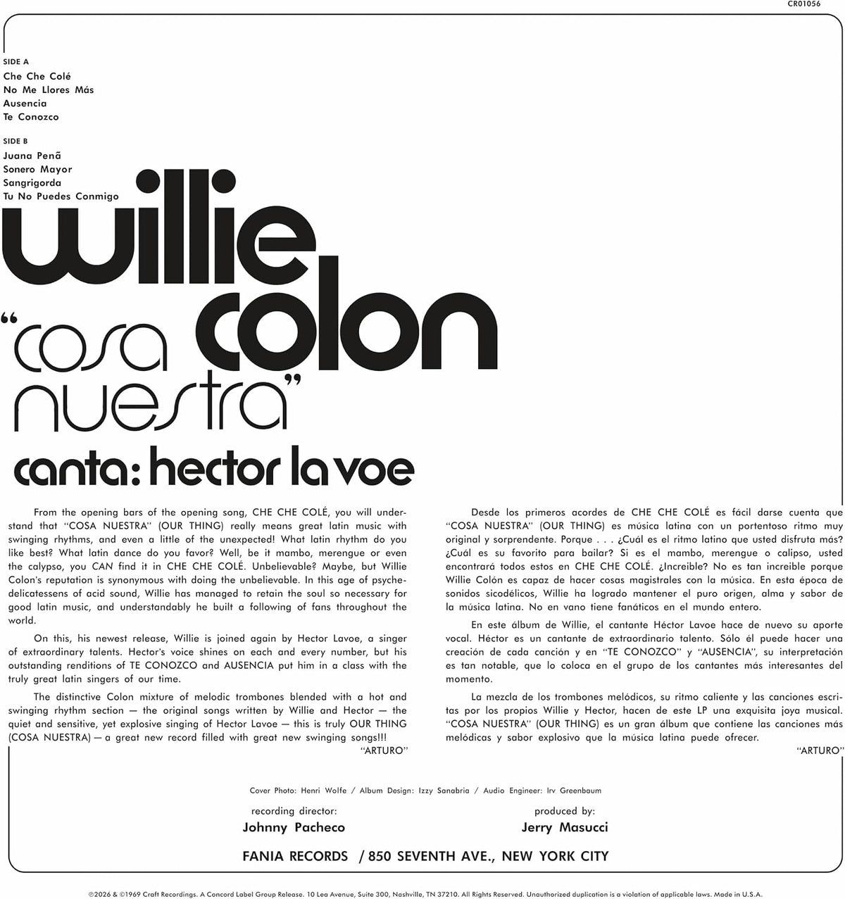 Willie Colón Hector Lavoe – Cosa Nuestra - LP