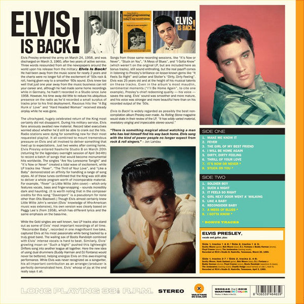 Elvis Presley – Elvis Is Back - LP Naranja