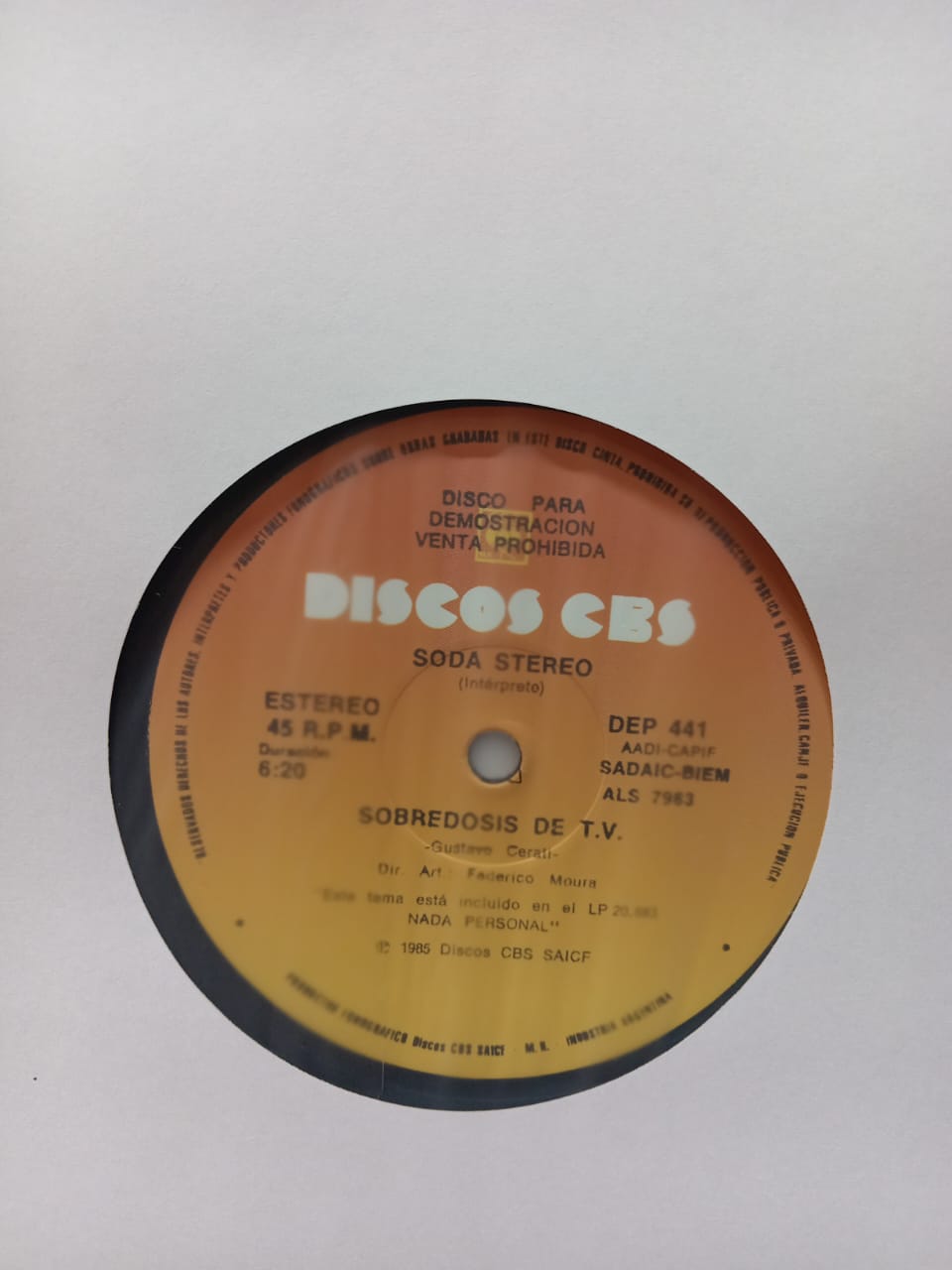 Soda Stereo - Nada Personal/Sobredosis de TV - LP Single